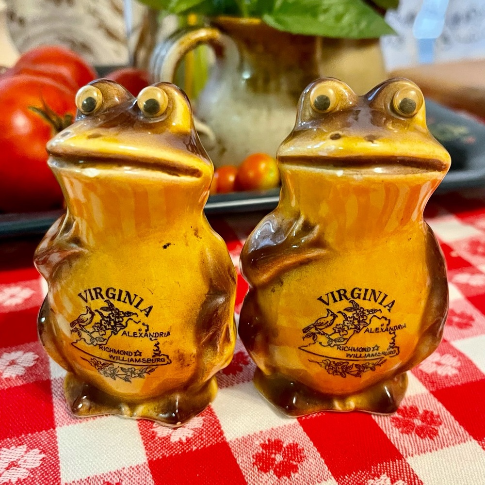 VTG collectible Frog Salt Pepper Virginia Souvenir